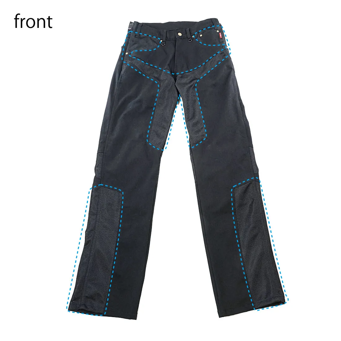 ROUGH AND ROAD HALF MESH STRETCH BLACK DENIM PANTS LF[RR7509LF]