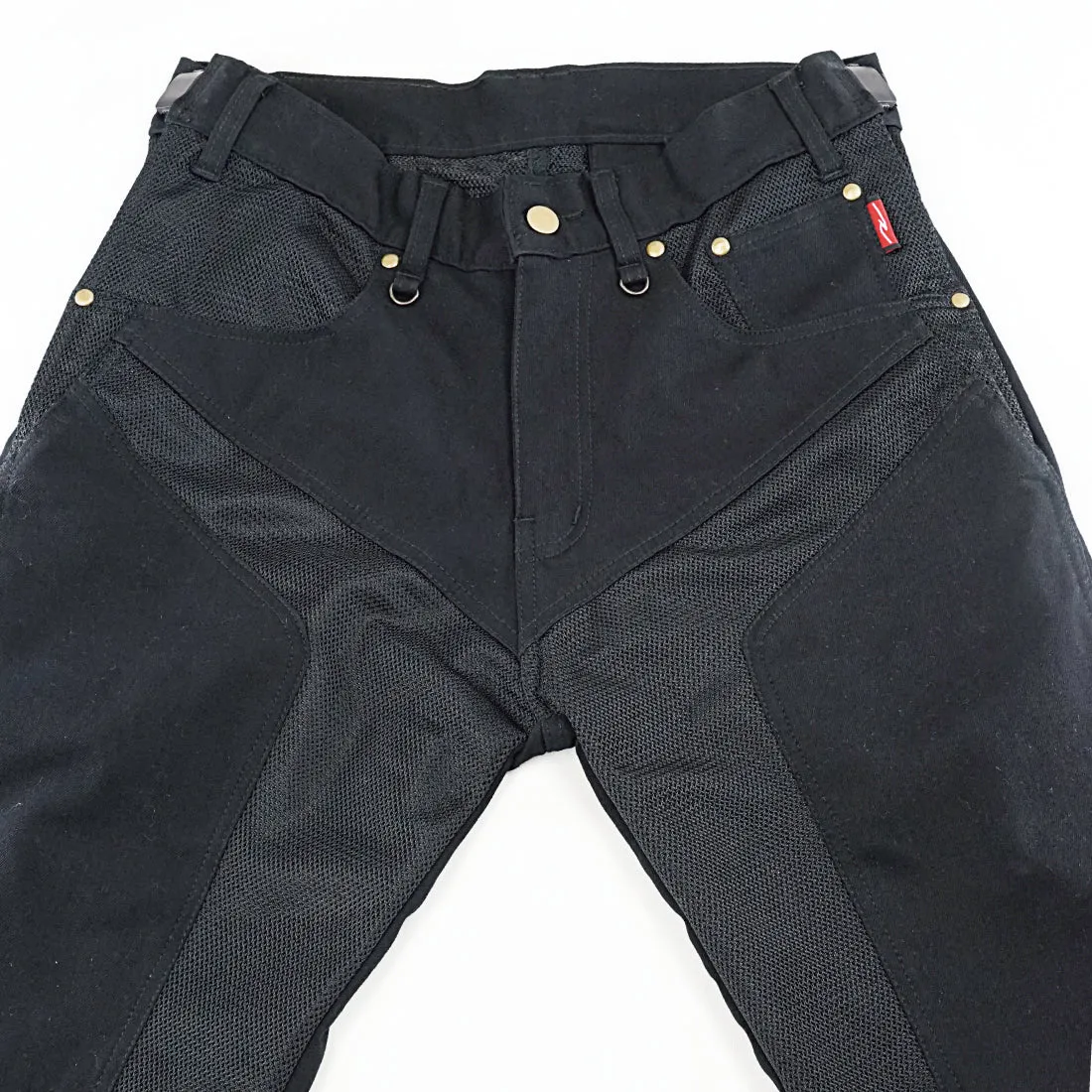 ROUGH AND ROAD HALF MESH STRETCH BLACK DENIM PANTS LF[RR7509LF]