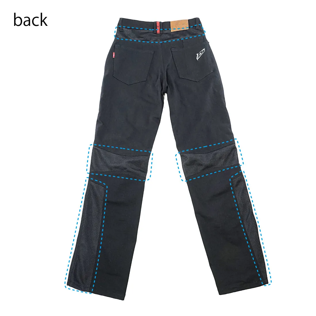 ROUGH AND ROAD HALF MESH STRETCH BLACK DENIM PANTS LF[RR7509LF]