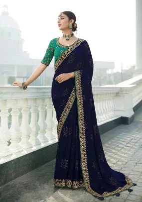 Royal Blue Chiffon Classic Saree