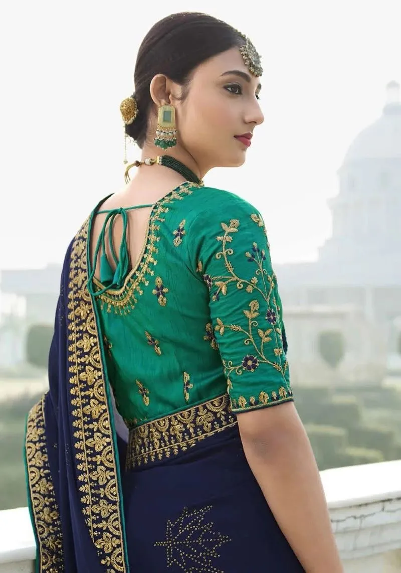 Royal Blue Chiffon Classic Saree