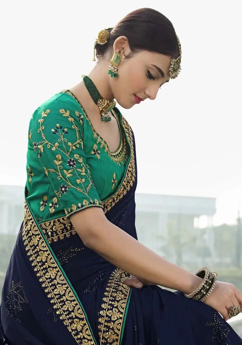 Royal Blue Chiffon Classic Saree