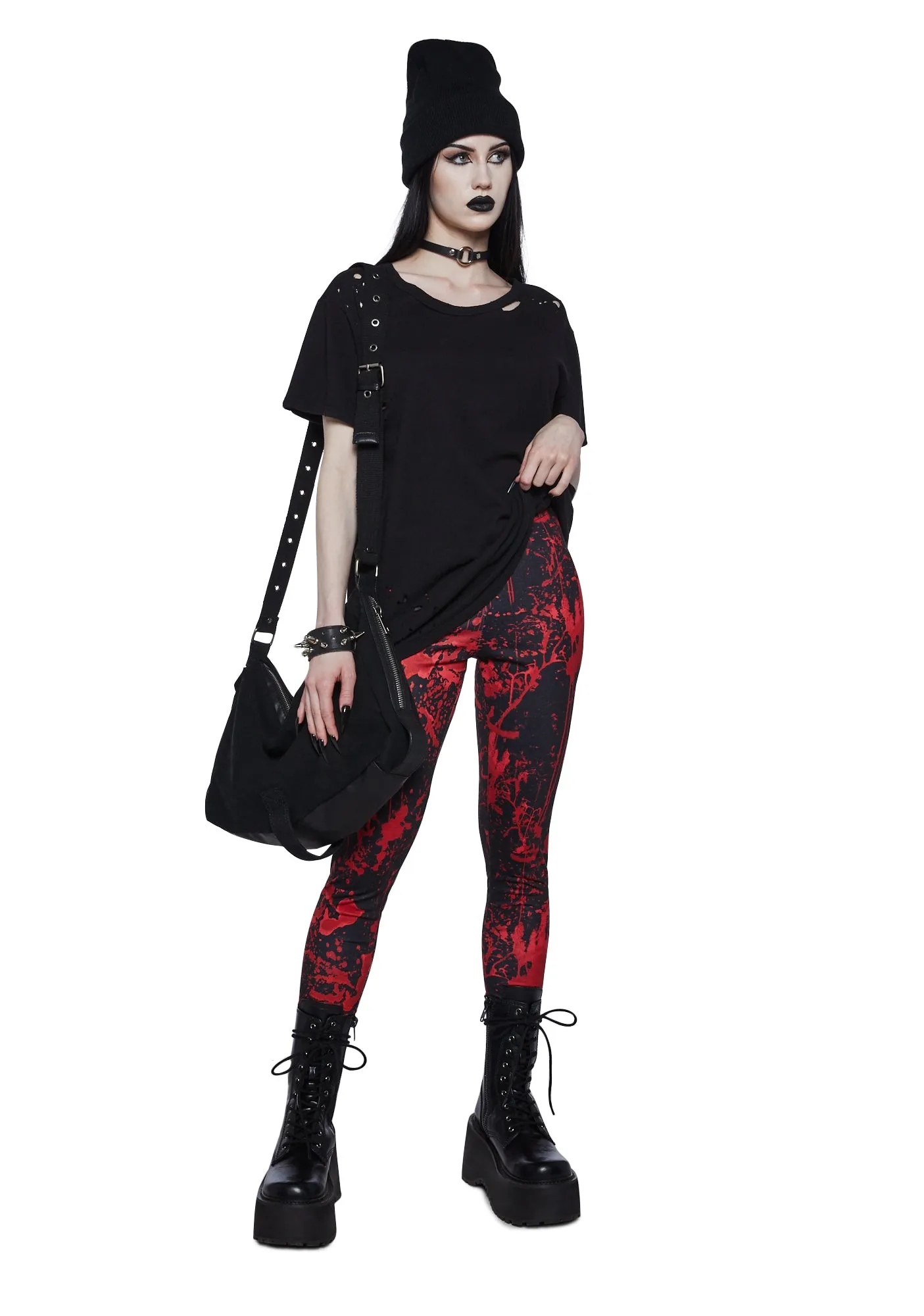 Scream Queen Printed Leggings - Black