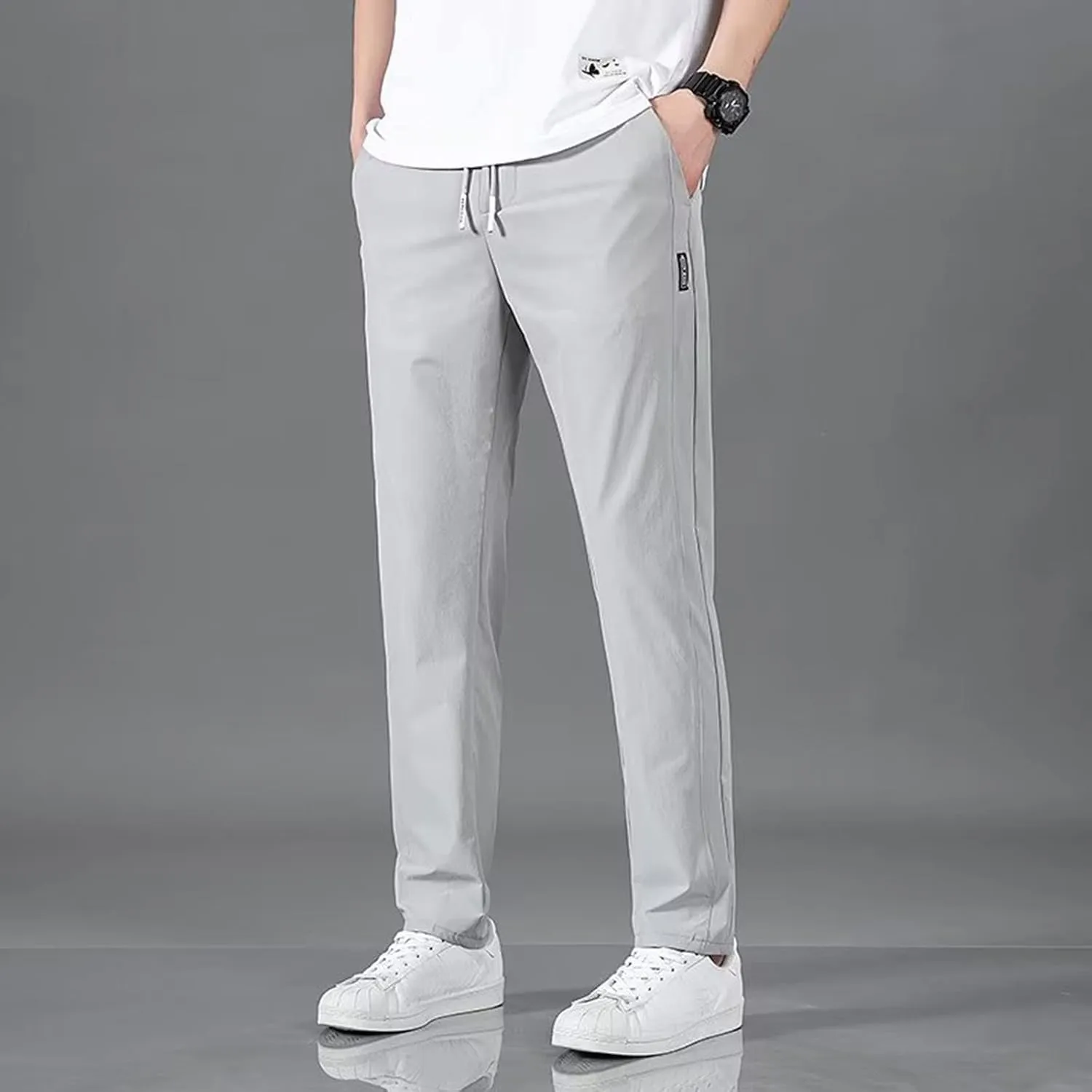 Sweatpants for Men Summer Drawstring Elastic Waist Fit Pockets Breathable Leisure Style Summer Comfy Fashion Joggers