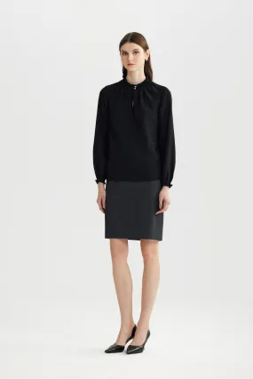 Swiss Dot Stand collar blouse