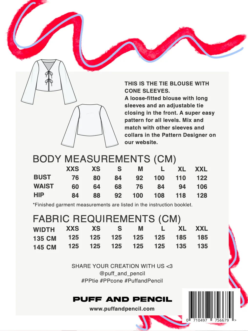 Tie Blouse with Cone Sleeves