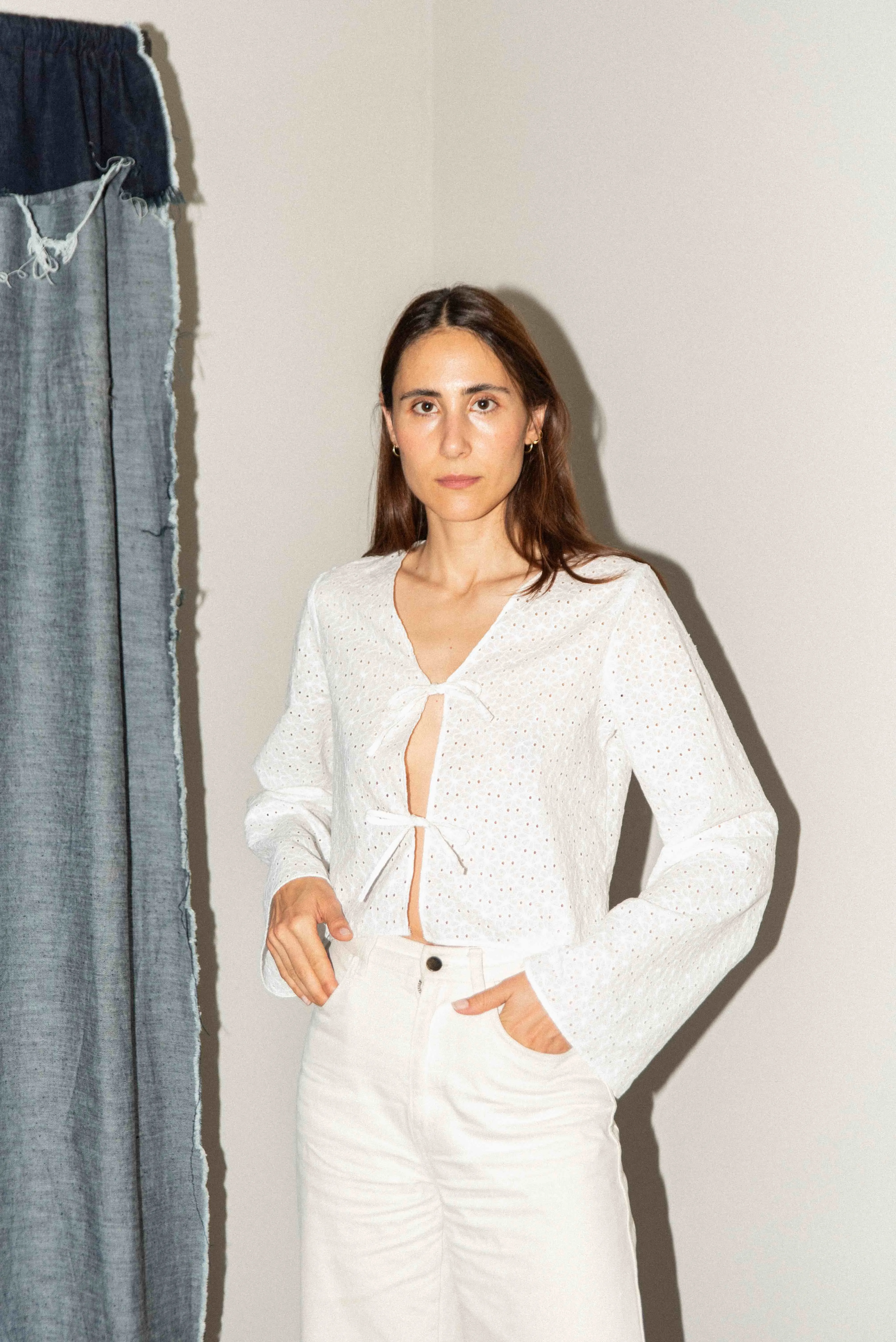 Tie Blouse with Cone Sleeves