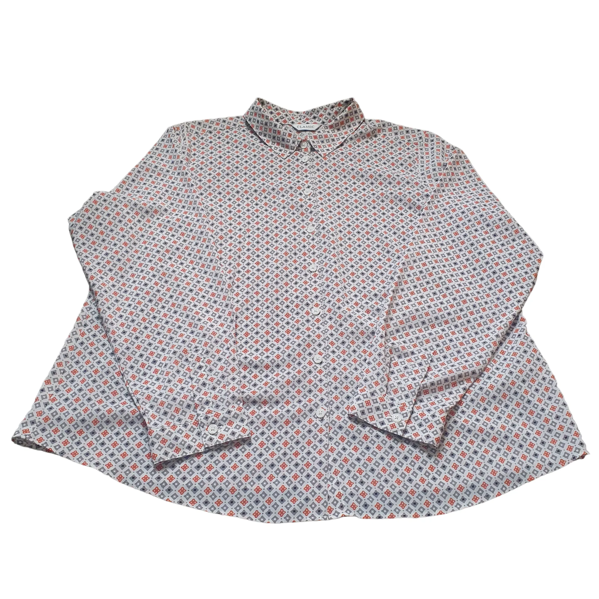 Vintage Blouse Orange Grey Print 60s 70s Style UK20 M&S 'Classic'