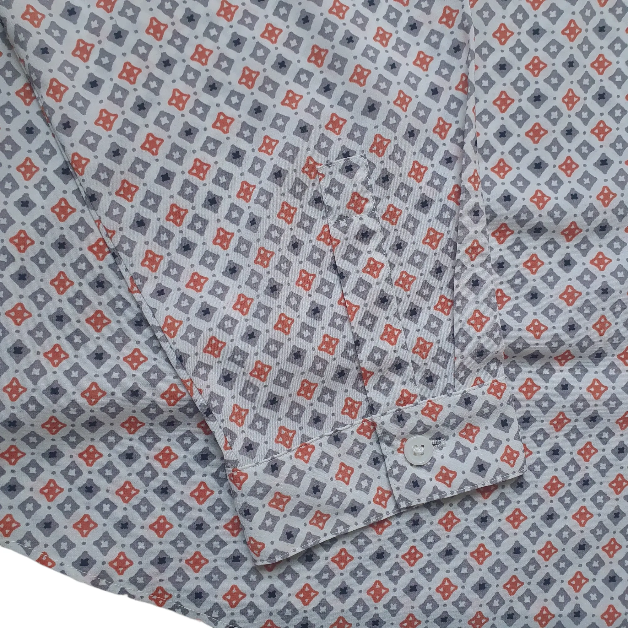 Vintage Blouse Orange Grey Print 60s 70s Style UK20 M&S 'Classic'