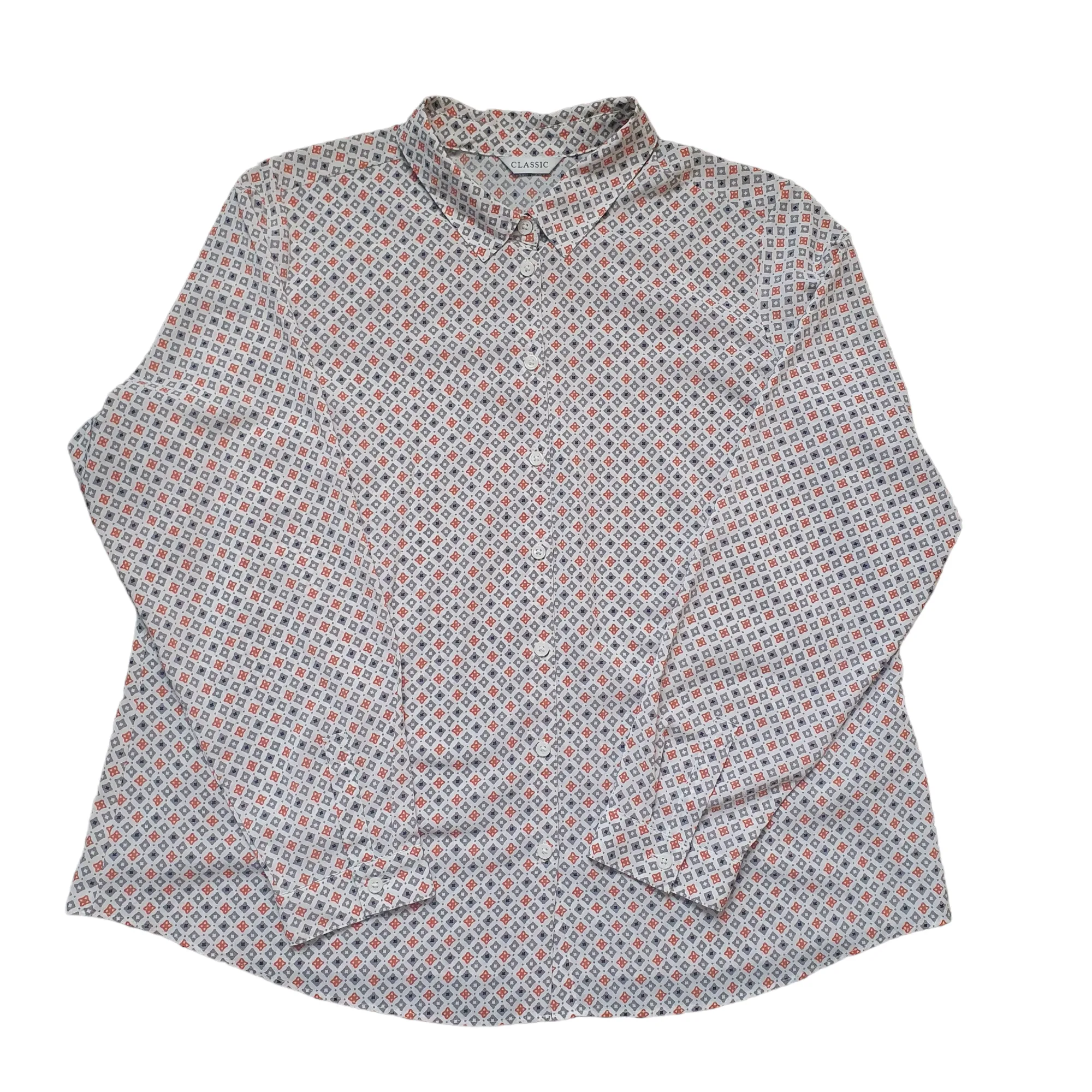 Vintage Blouse Orange Grey Print 60s 70s Style UK20 M&S 'Classic'