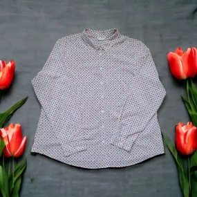 Vintage Blouse Orange Grey Print 60s 70s Style UK20 M&S 'Classic'