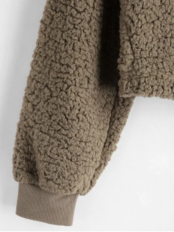 Warm Soft Drop Shoulder Fluffy Boxy Hoodie
