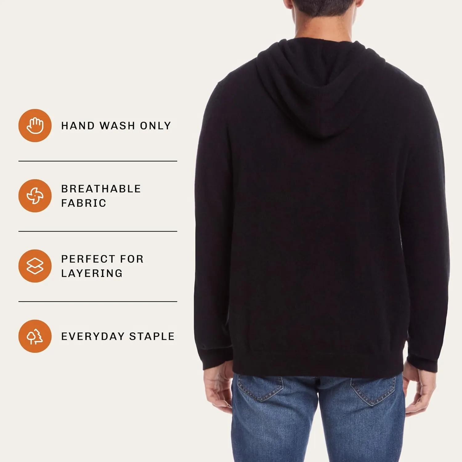 Weatherproof Vintage Men's Lightweight 100% Pure Cashmere Sweater, Soft Thin Pullovers, Long Sleeve Fall Sweater (S-XXL)
