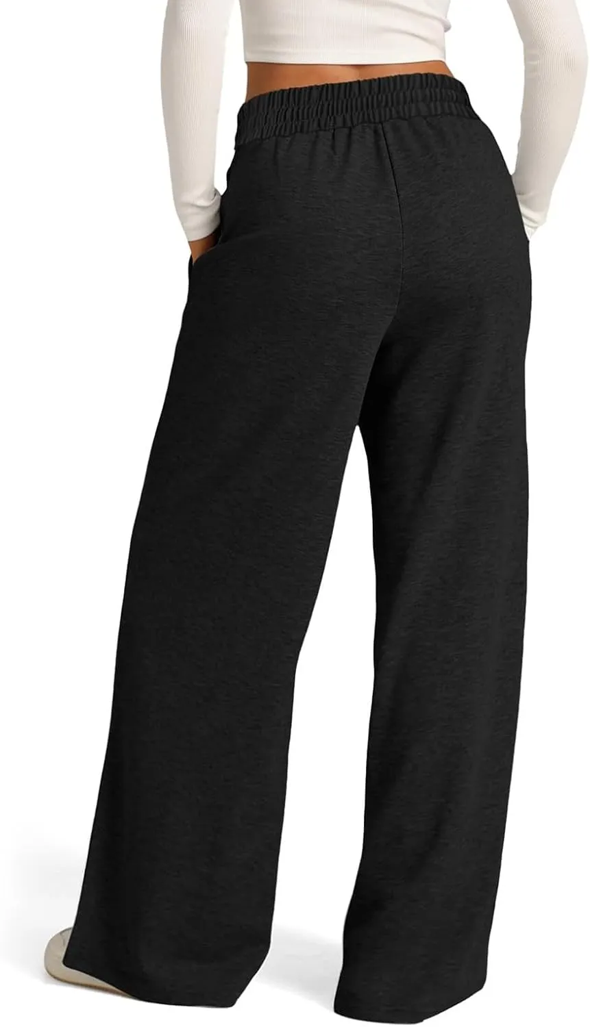 Wide Leg Sweatpants Women Elastic High Waisted Baggy Sweat Pants Oversized Comfy Drawstring Joggers with Pockets