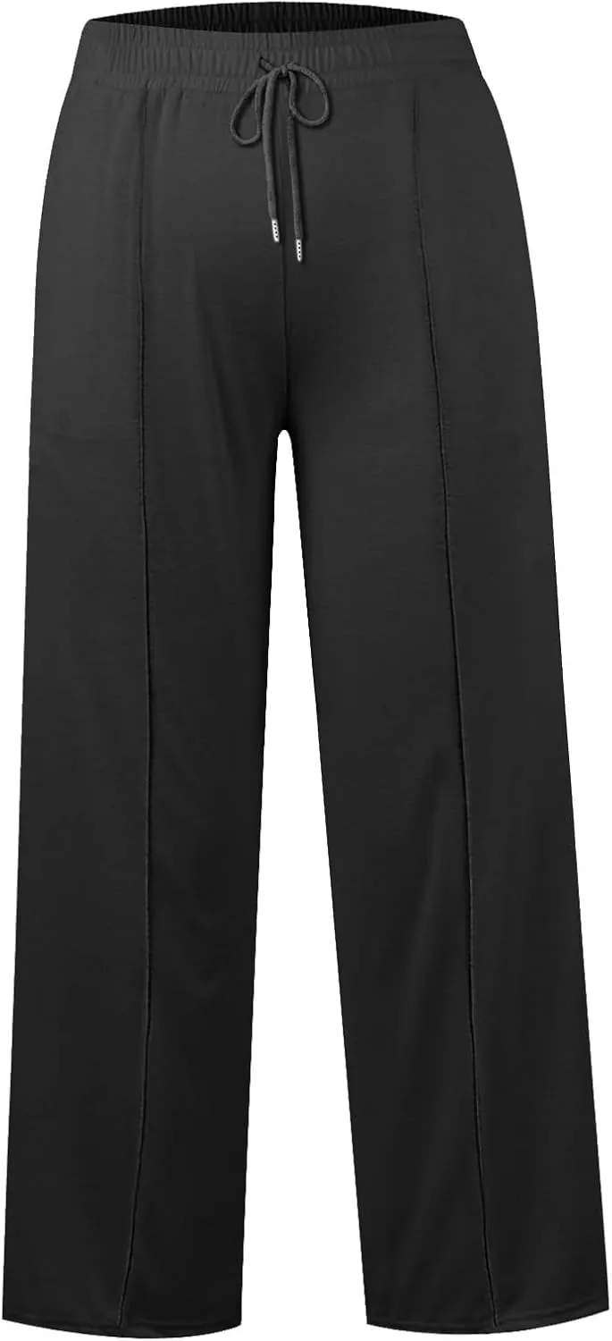 Wide Leg Sweatpants Women Elastic High Waisted Baggy Sweat Pants Oversized Comfy Drawstring Joggers with Pockets