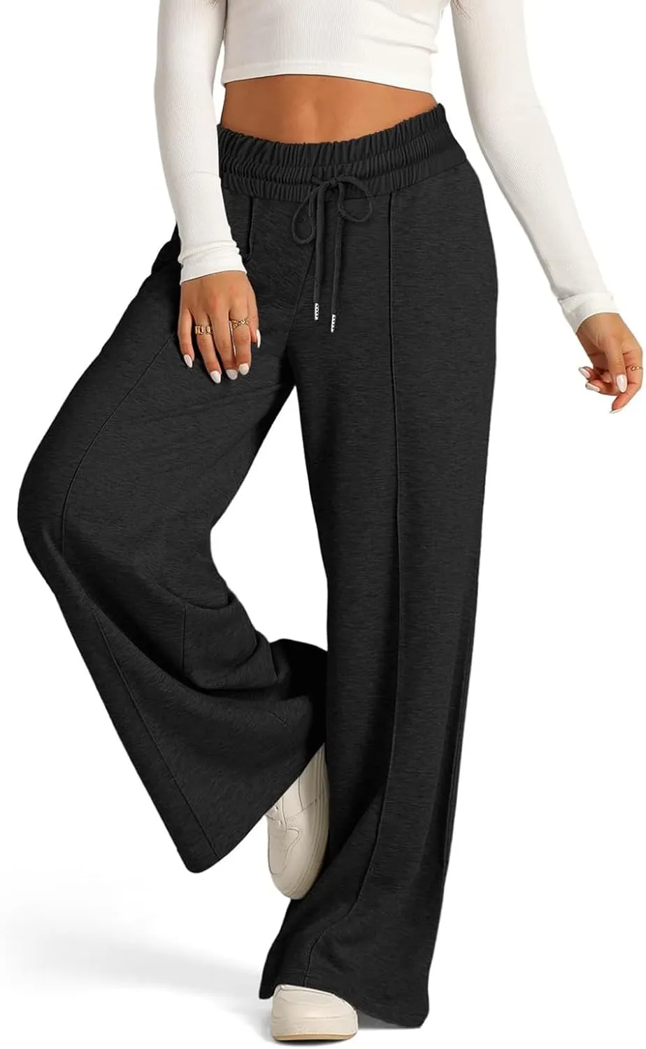 Wide Leg Sweatpants Women Elastic High Waisted Baggy Sweat Pants Oversized Comfy Drawstring Joggers with Pockets