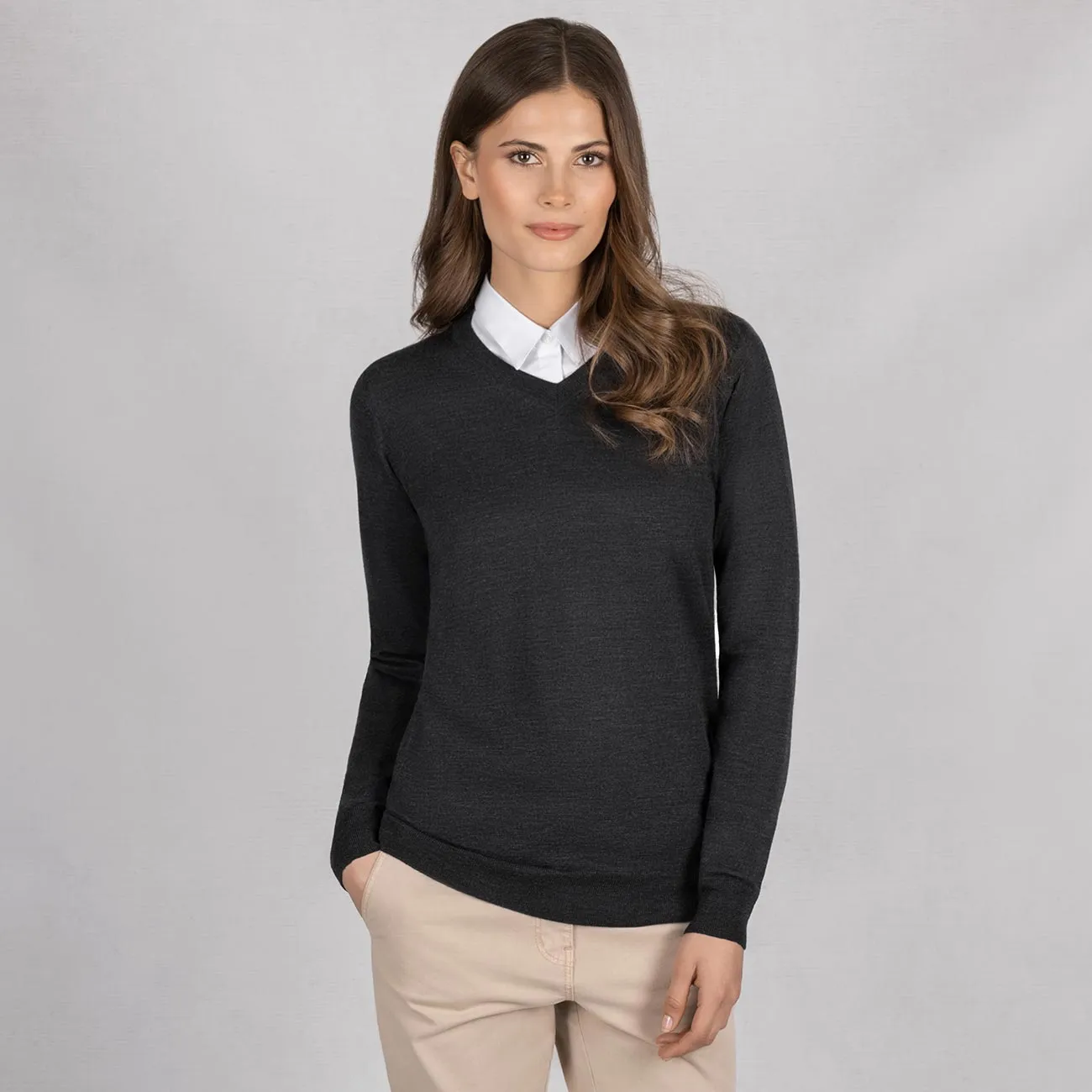 Wollpullover Light V-Ausschnitt Damen