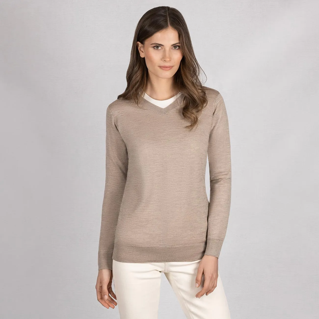 Wollpullover Light V-Ausschnitt Damen