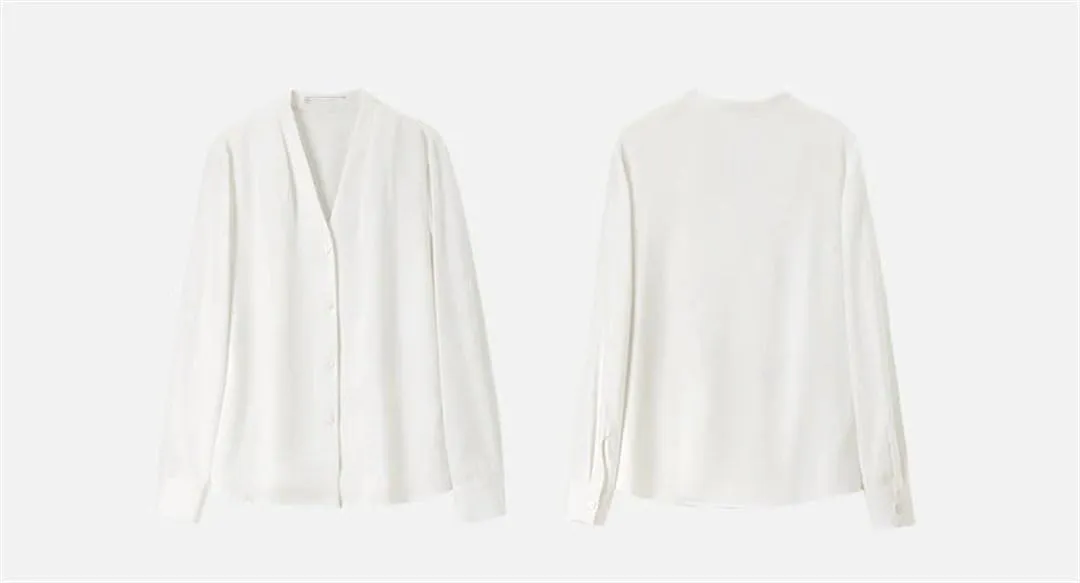 Women Classic Solid Shirts Casual Loose Fit V Neck Blouse Long Sleeve Lightweight Blouses Top