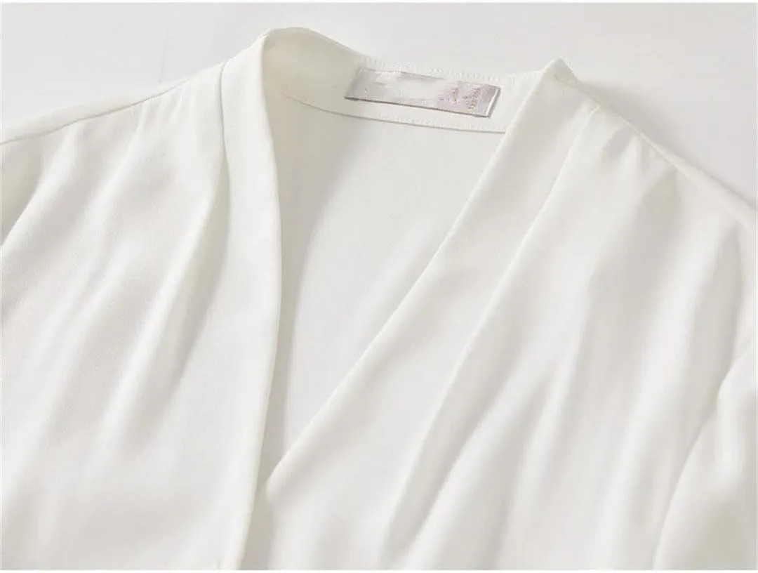 Women Classic Solid Shirts Casual Loose Fit V Neck Blouse Long Sleeve Lightweight Blouses Top