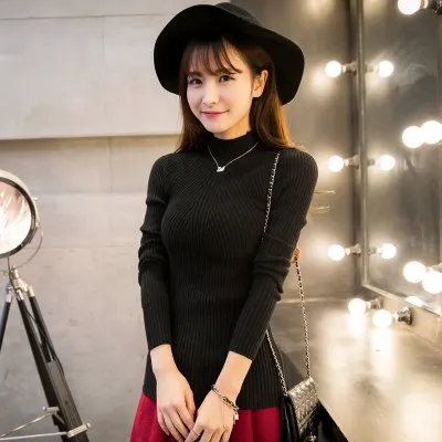 Women Winter High Elastic Slim Sweater