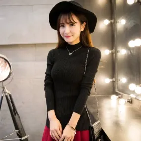 Women Winter High Elastic Slim Sweater