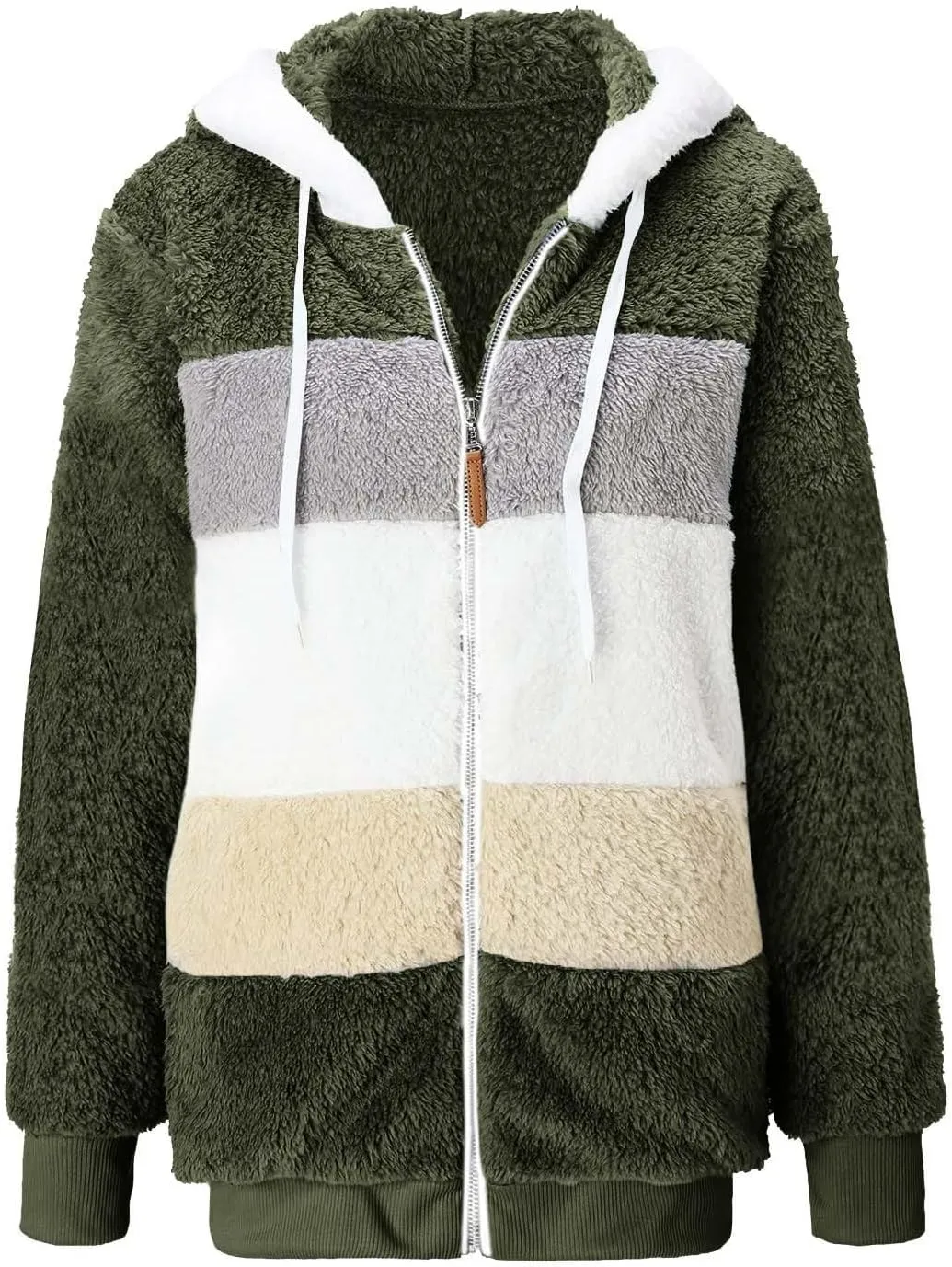 Womens 2023 Winter Fashion Plus Size Sharpa Jacket Fleece Warm Hoodie Outwear Plush Sweatshirt Thick Fuzzy Tops