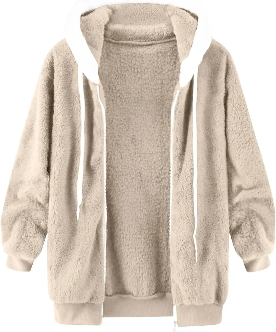 Womens 2023 Winter Fashion Plus Size Sharpa Jacket Fleece Warm Hoodie Outwear Plush Sweatshirt Thick Fuzzy Tops