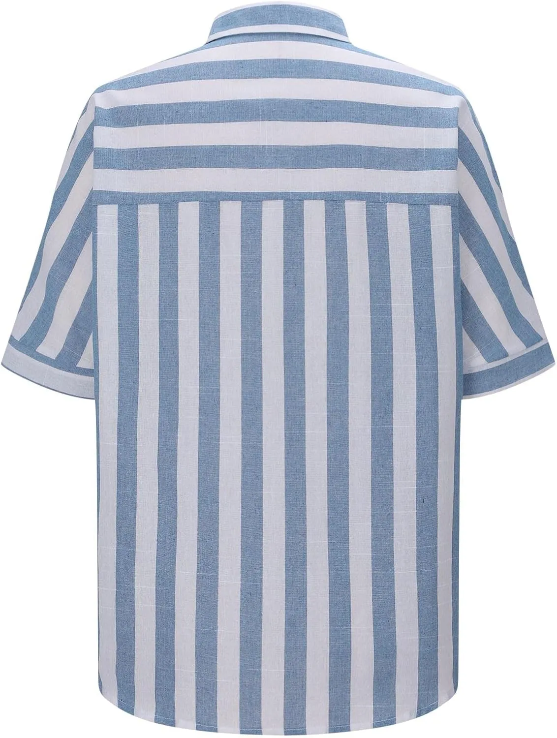 Womens Blouses Classic Stripe Button Down Shirts Summer Loose Casual Short Sleeve Turndown Collar Shirt Ladies Tops