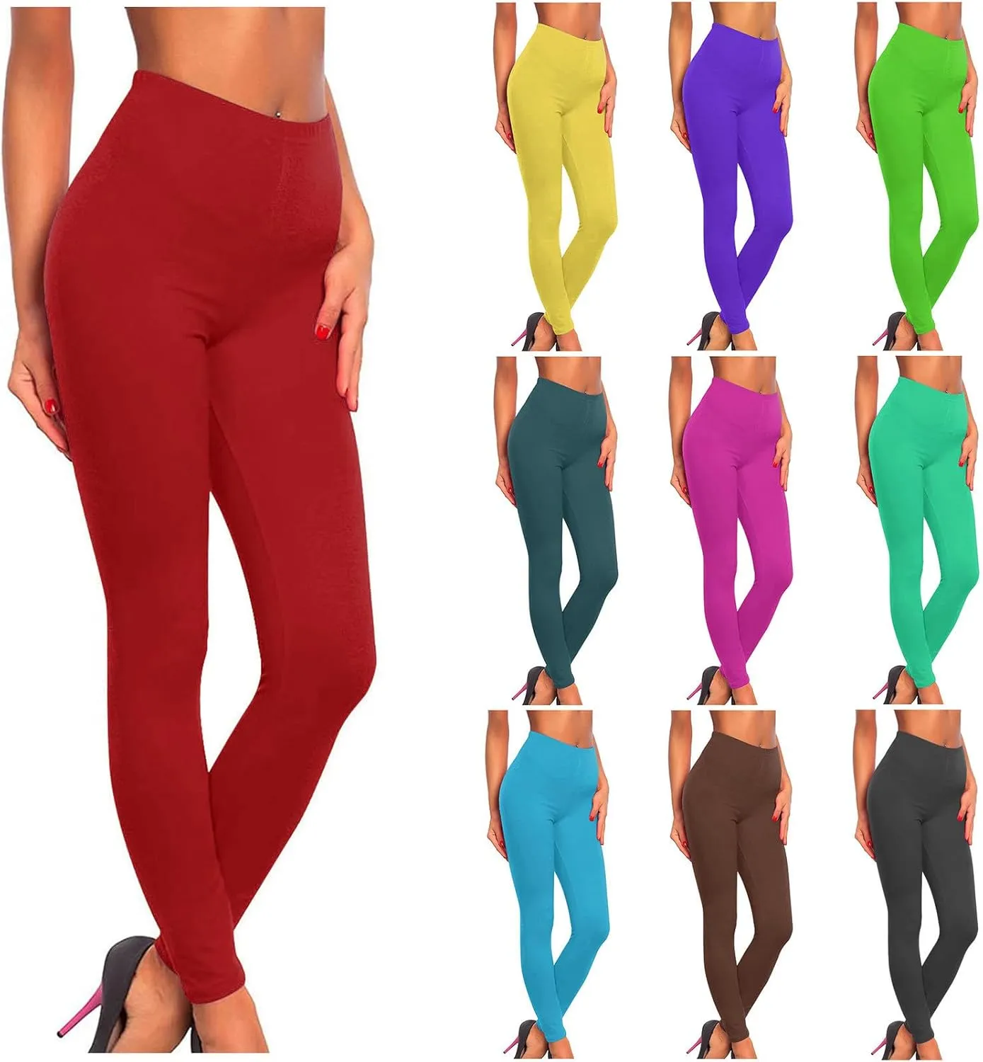 Women's High Waist Workout Leggings Stretchy Skinny Pants Buttery Soft Lightweight Leggings Plus Size Long Yoga Pants