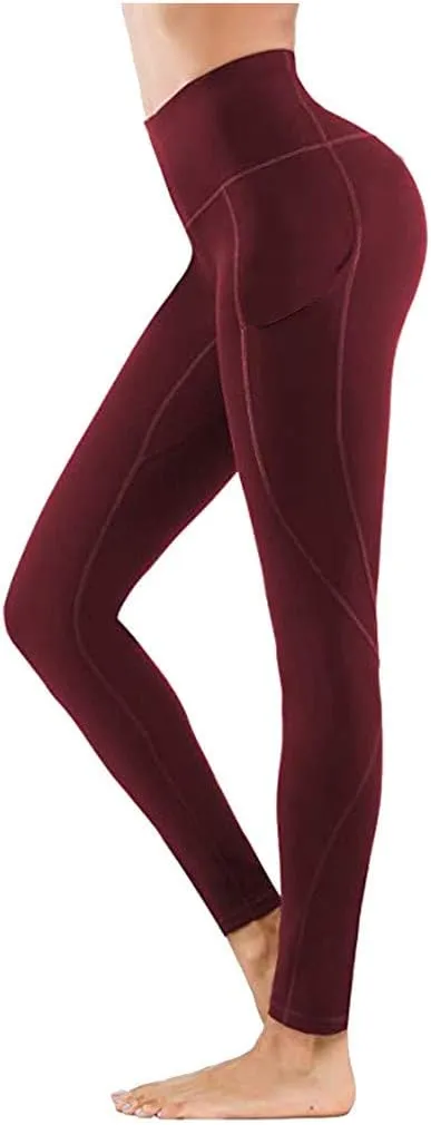 Women's Leggings with Pockets High Waist Athletic Pants Super Soft Stretchy Leggings Tummy Control Butt Lifting Pants