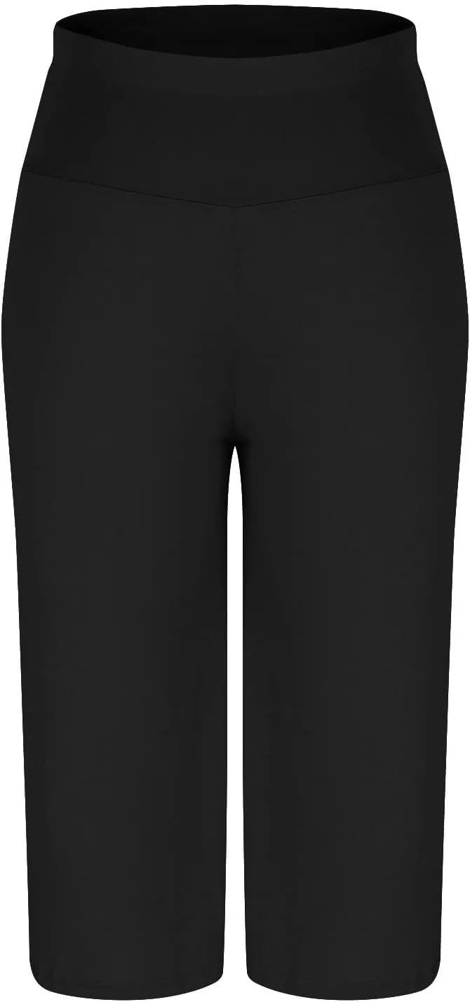 Womens Pleated Capri Pants Casual Elastic Waisted Baggy Comfy Trousers Solid Color Lightweight Home Capris
