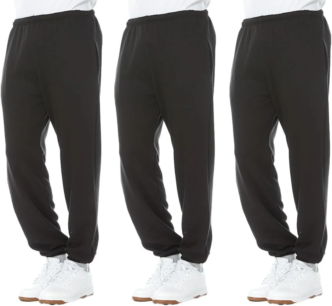 Yacht & Smith 3 Pack of Boys Jogger Bulk Sweatpants, Black Navy Gray, Comfy Lounge Joggers for Kids