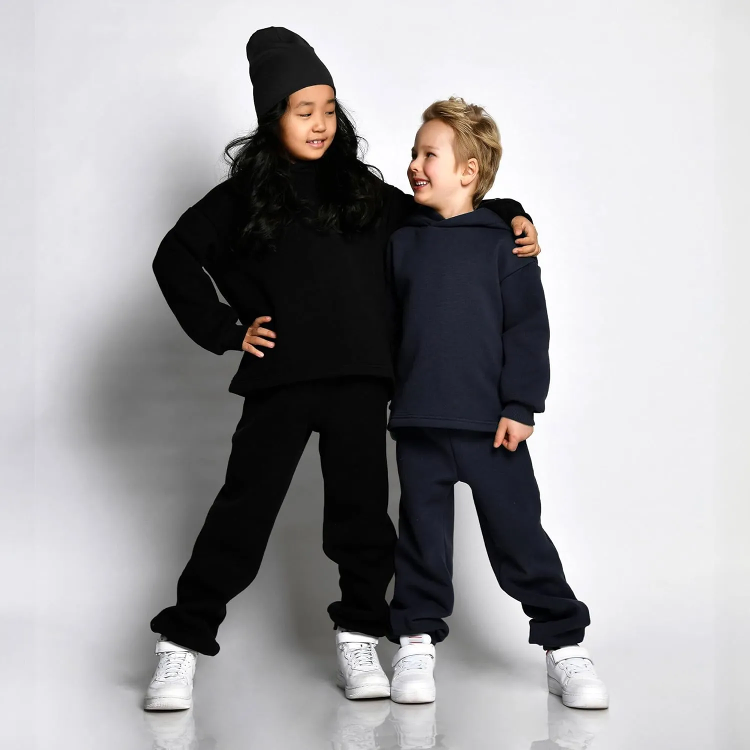 Yacht & Smith 3 Pack of Boys Jogger Bulk Sweatpants, Black Navy Gray, Comfy Lounge Joggers for Kids