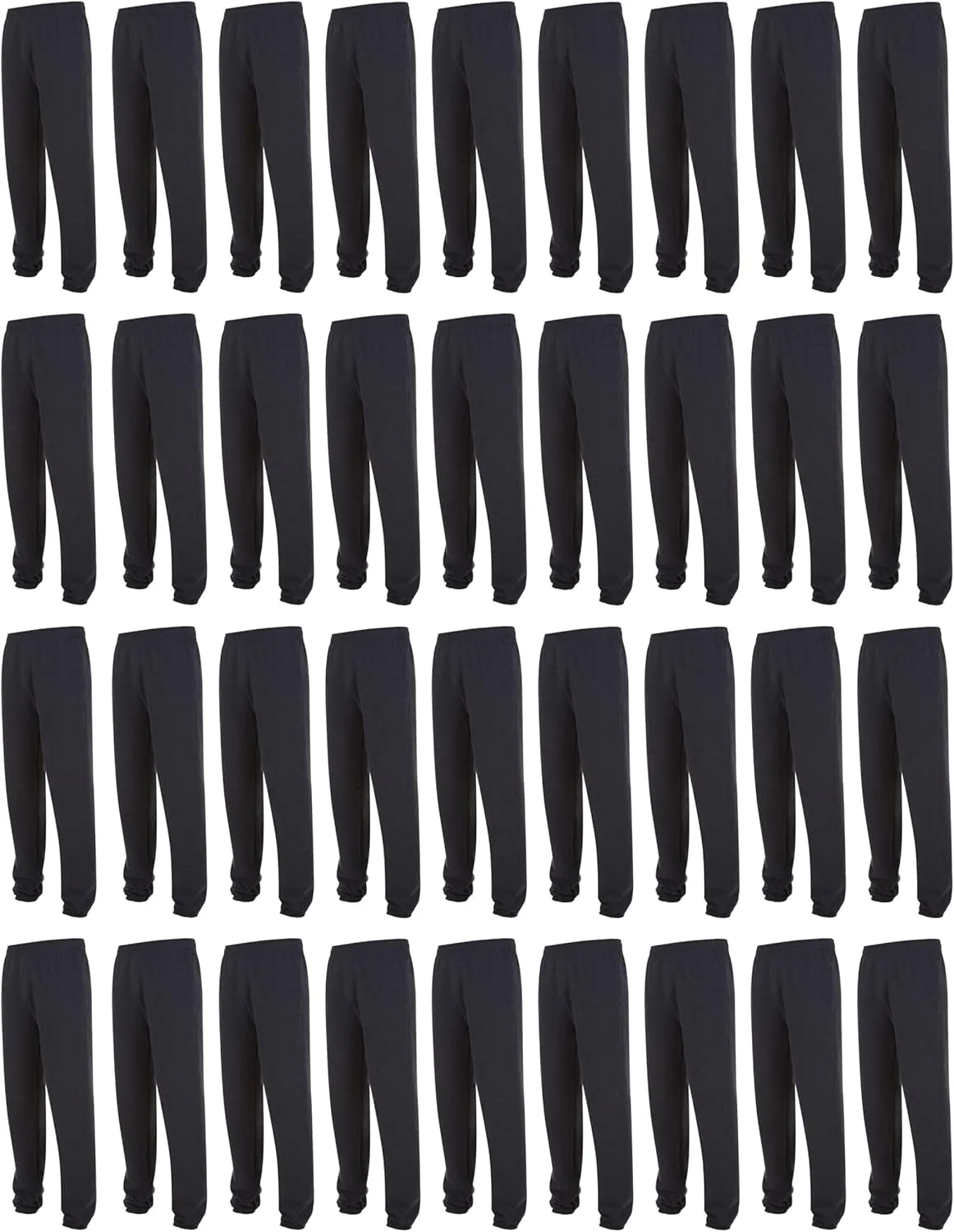 Yacht & Smith 36 Pack of Wholesale Childrens Unisex Jogger Bulk Sweatpants, Black Navy Gray, Comfy Lounge Joggers for Kids