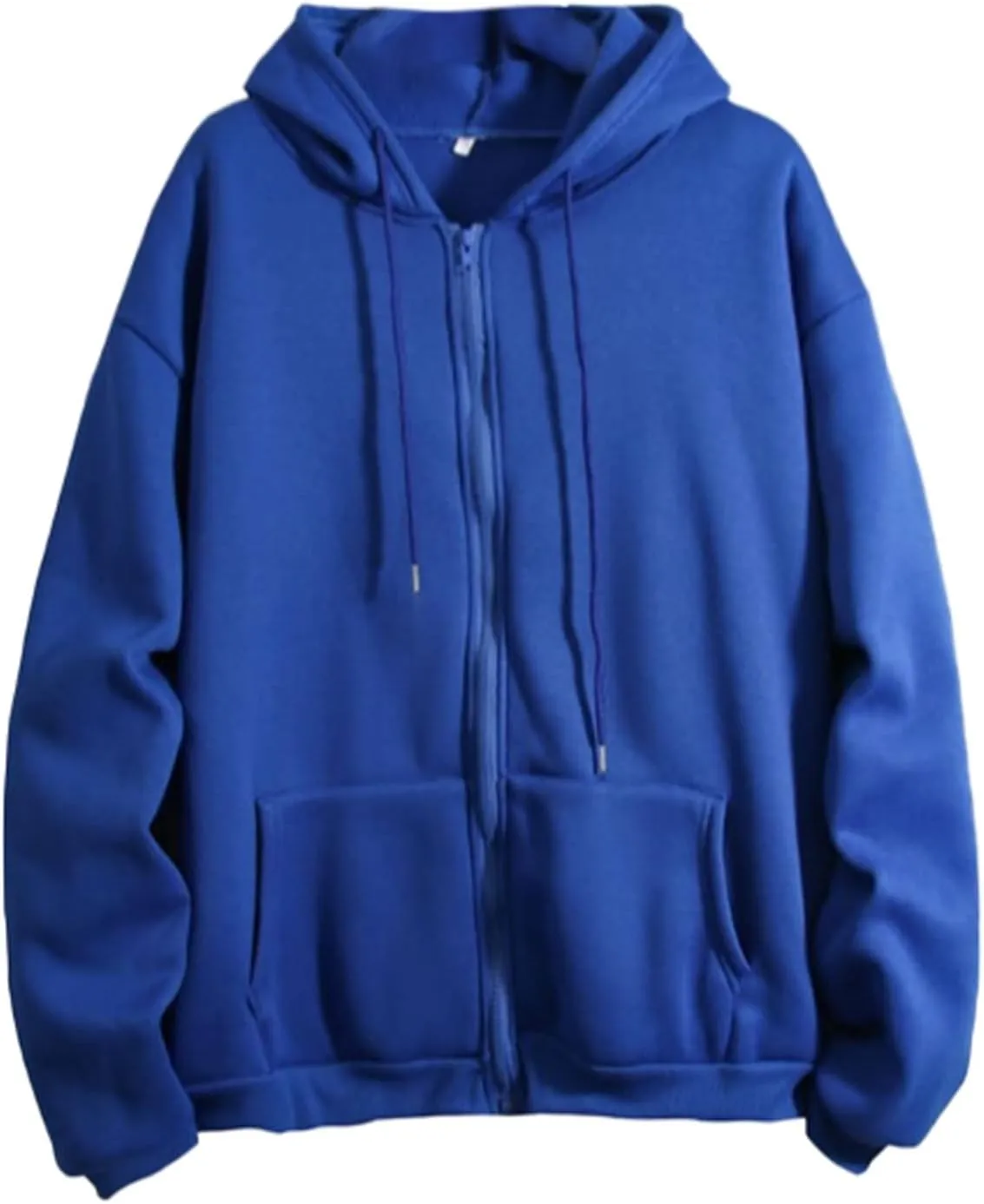 Zip Up Hoodie Womens Solid Color Long Sleeve Drawstring Loose Soft Pullover Tunic Tops with Pockets Fall Fashion Clothes